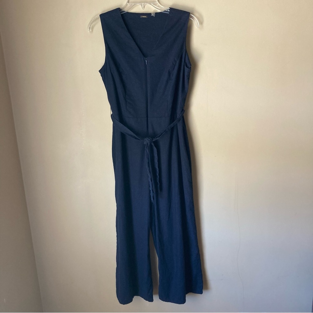 Tahari Sleeveless Navy Jumpsuit